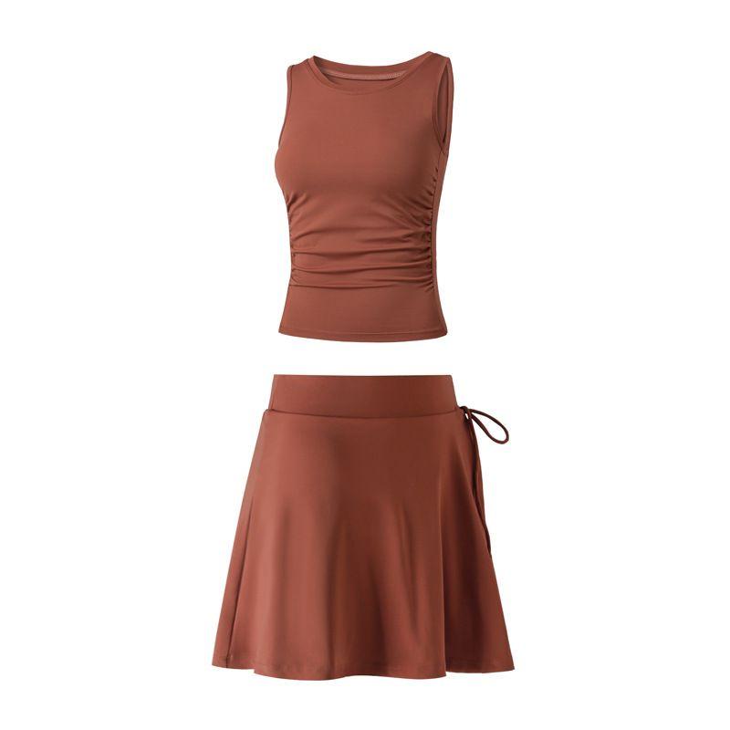 Summer Professional Tennis Suit Women's Suit Sports Vest with Chest Pad Tennis Yoga Culottes Badminton Skirt
