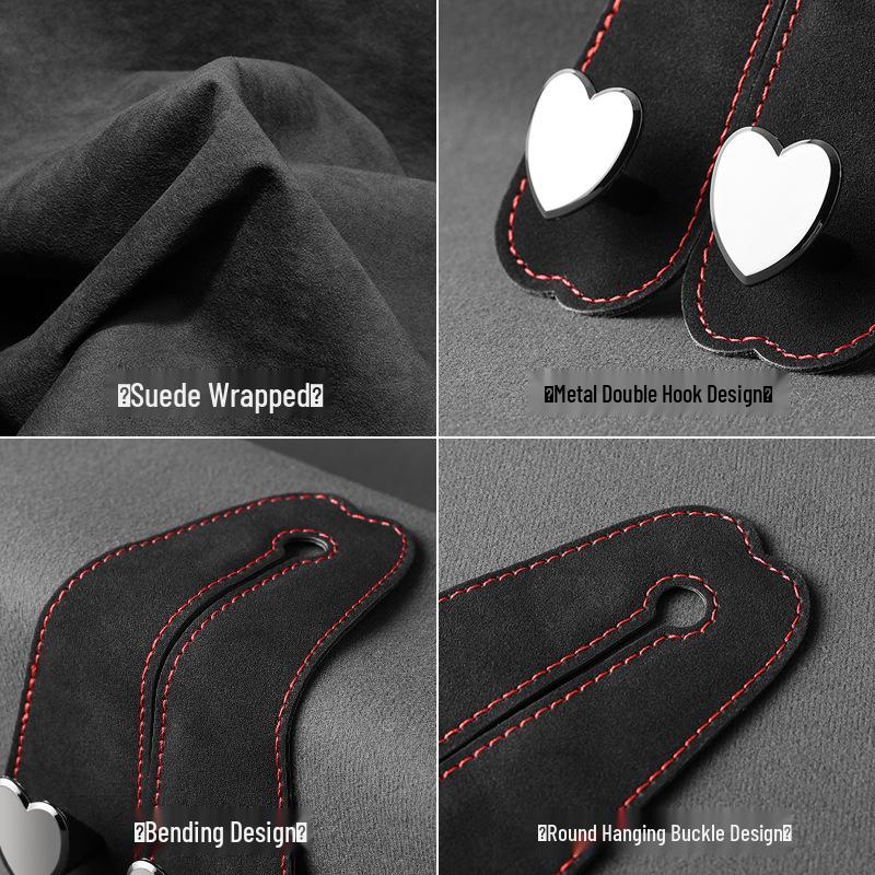 Heart-Shaped Car Seat Back Double Hooks for Hidden Storage