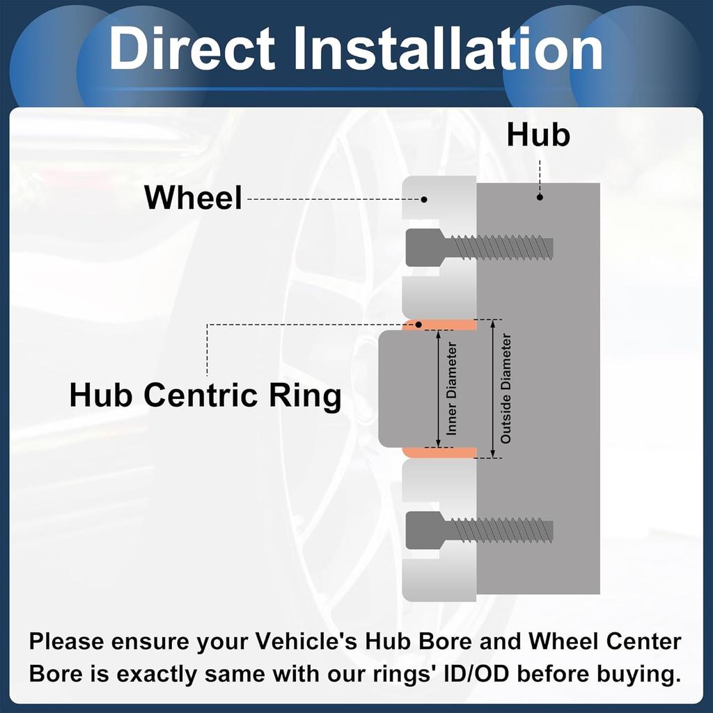 76.1mm to 70.1mm Car Wheel Hub Centric Rings Black Polycarbonate Wheels Center Shaft Shock Absorbing Hubrings 4 Pcs