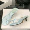 Summer Fashion Butterfly-knot Satin Women Slipper omen Round Clip Toe Beach Casual Sandal Thin Low Heels Flip Flops Shoes
