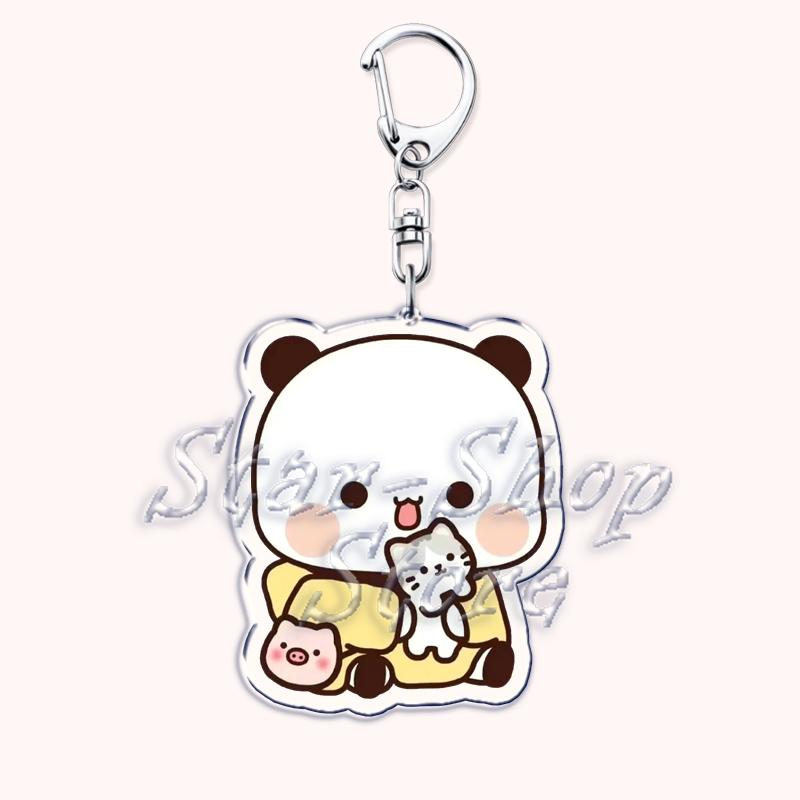 Cute Bubu Love Dudu Yier Keychains Couple Bear Panda Keyrings for Accessories Bag Pendant Key Chain Jewelry Fans Lovers Gifts