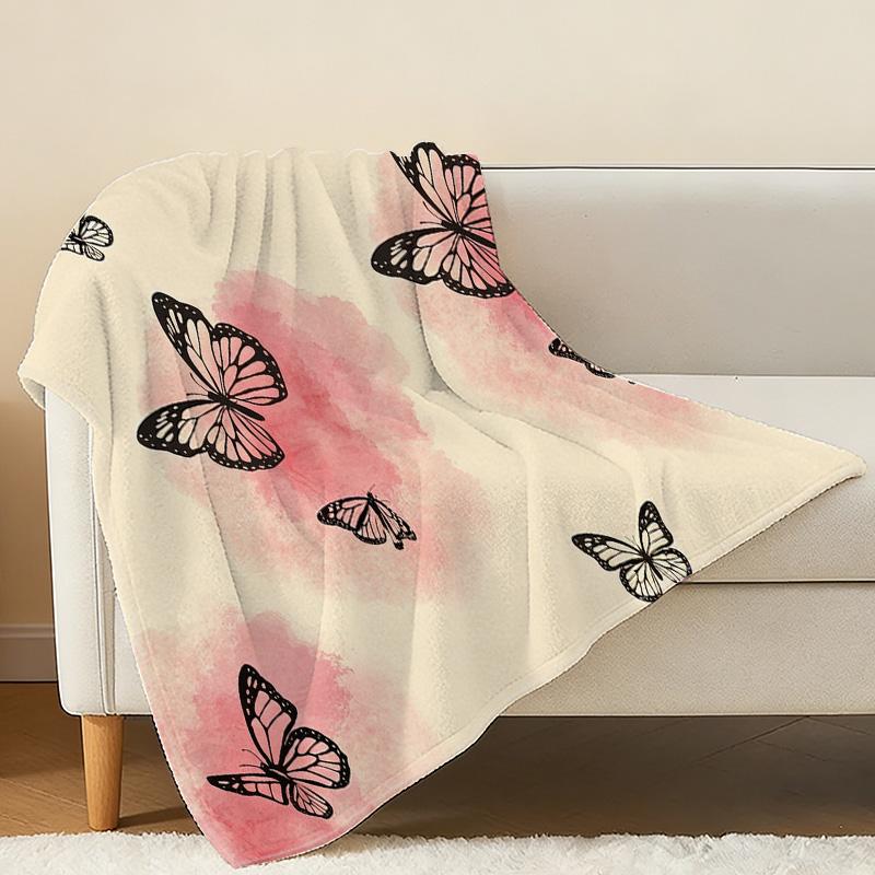 Butterfly Collection Hemmed Fleece Throw Blanket Soft Cozy Warm for Sofa Bedroom, Ideal Christmas Halloween Home Decor & Relaxing Use