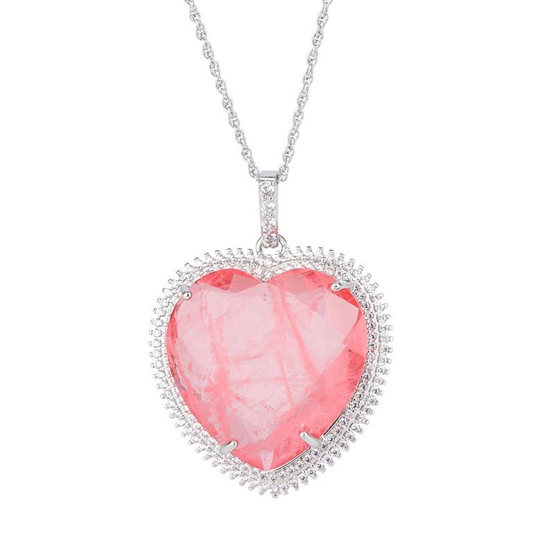French Luxurious Classic Retro Love Heart Shaped Pendant Necklace Morgan Powder Crystal for Women Jewelry Designer Wedding Gift