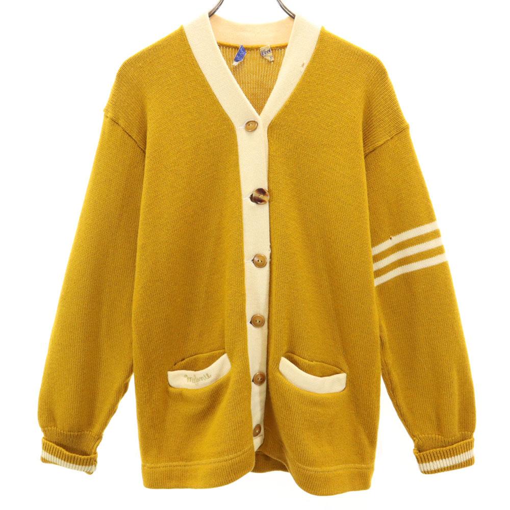 

COLLEGIATE PENNAN 60-е 70-е Винтажный трикотажный кардиган с длинным рукавом и V-образным вырезом с надписями Мужской Б/У