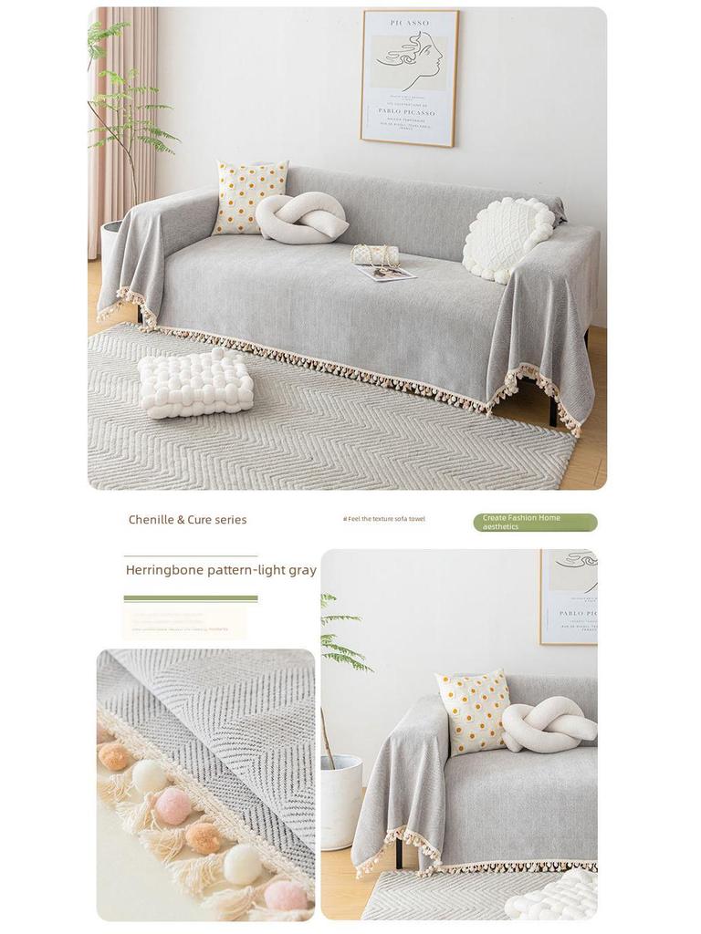 Chenille Waterproof Non-Slip Sofa Cover: Anti-Cat Scratch, Dust-Proof, All-Season Use.