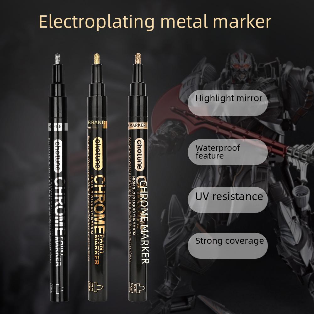 Chotune Reflektierender Chrom Marker Stift - Wasserdichte Galvanisierte Silberfarbe für DIY Hervorhebungen