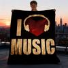 Love Music Outdoor Blanket, Soft And Comfortable Blanket, Casual Warm Outdoor Blanket, Camping Travel Blanket, Good Birthday Gift 1143