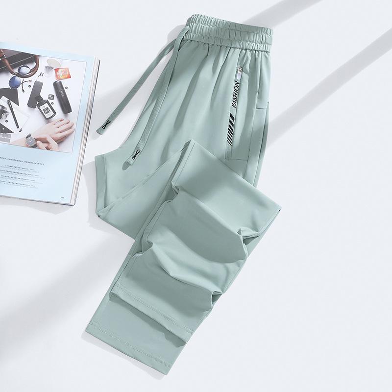 Men's Thin Ice Silk Summer Sun Protection Joggers - Breathable, Quick-Drying Outdoor Sports Pants for Running