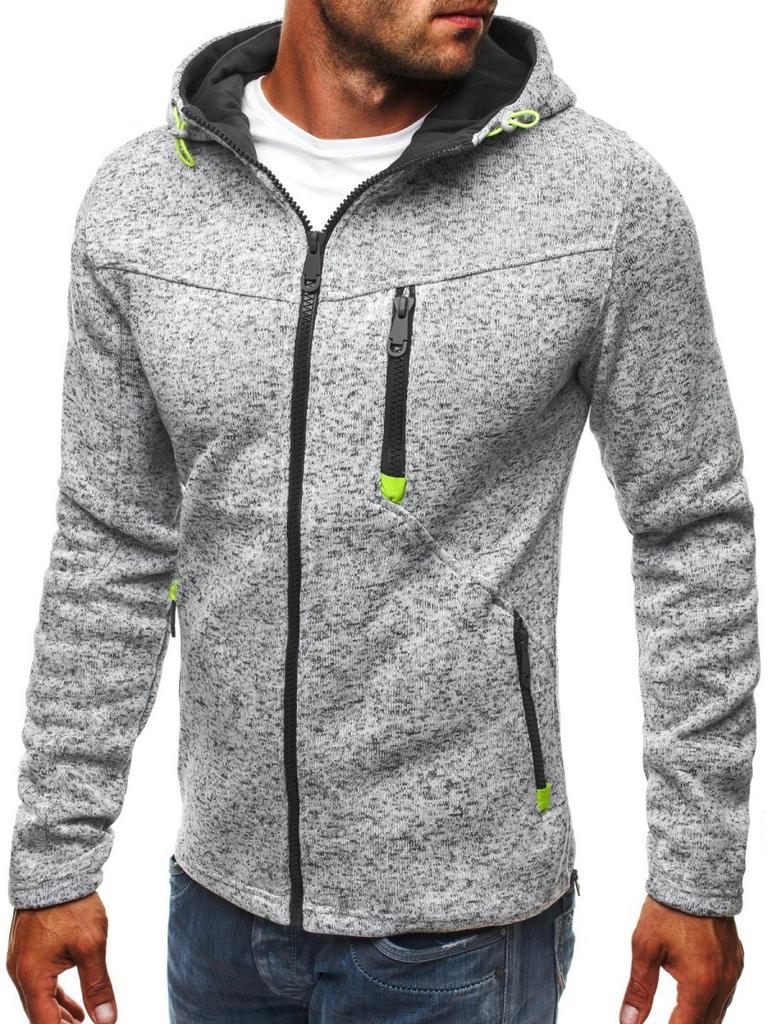 New Style, Men's Sports Casual Jacquard Sweatshirt Fleece Cardigan Hooded Jacket 1
