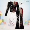 Girls Star Printed Round Neck Long Sleeve Top And Flared Pants Two Piece Outfit