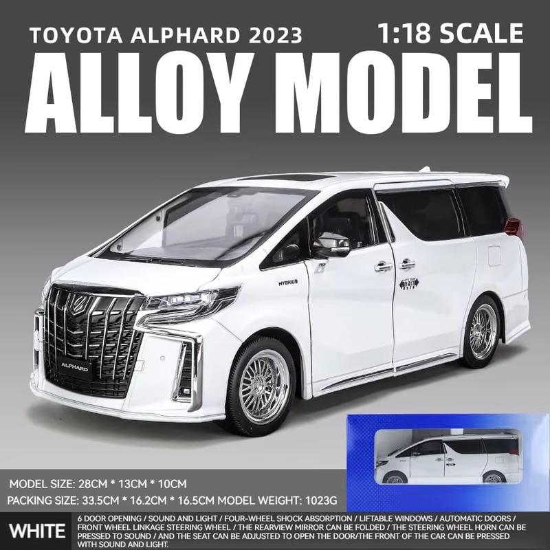 Yeni 1/18 Toyota Alphard MPV Çinko Alaşım Araba Modeli Döküm Metal Oyuncak Araba Araba Modeli Yüksek Simülasyon Ses ve Işık Çocuk Hediyesi Süsler