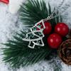 Silver Hollow Christmas Tree Pendant Necklace Green Rhinestone Winter Jewelry New Year Gift for Women Girls