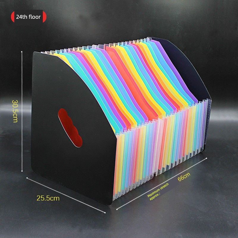 

Large Capacity Multi-Layer File Holder Office Vertical Folder Test Papers for Students Desktop Insert Storage Rack Data Frame Black + Color 24 Layers