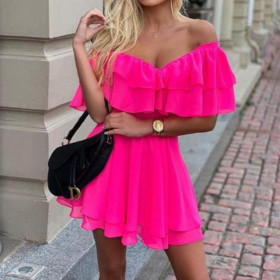 Damenmode, Sommer, Frühling, einfarbig, ärmellos, eine Schulter, mittlere Taille, Freizeitkleider