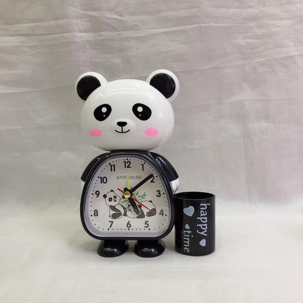 Nowy kreskówkowy uroczy niedźwiedź pojemnik na długopisy mały budzik prezent dla studenta panda zwierzę zegarek