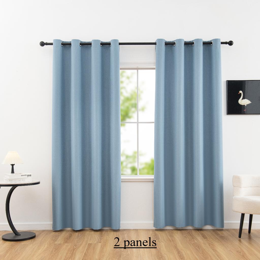 2pcs 100% Solid Blackout Curtains - Perfect for Bedroom and Living Room - UV Protection, Easy Sliding, and Stylish Design