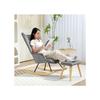 Fauteuil De Relaxation - MUVOE - Gris Foncé - Velours - 1 Place - Avec Tabouret