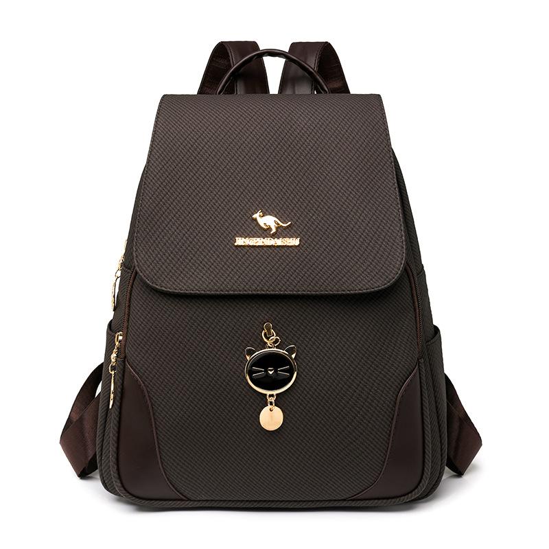 Schoolbag backpack women pu fabric texture commuting large capacity waterproof travel anti-theft backpack niche retro Baigou bag