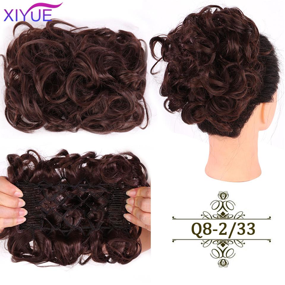 LARGE Comb Clip In Curly Hair Extension Synthetic Hair Pieces Chignon Women Updo Cover Hairpiece Extension Hair Bun