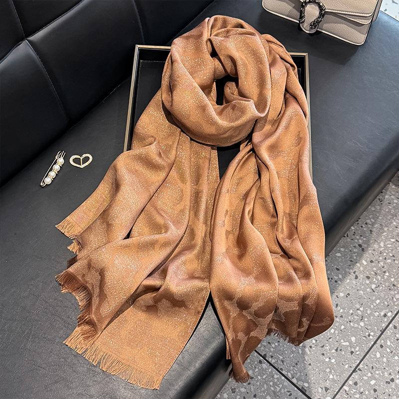 Summer Silk Scarf Female Imitation Silk Printing Long Scarf Thin Shawl With Decorative Leopard Print Tencel Cotton Beach Towel