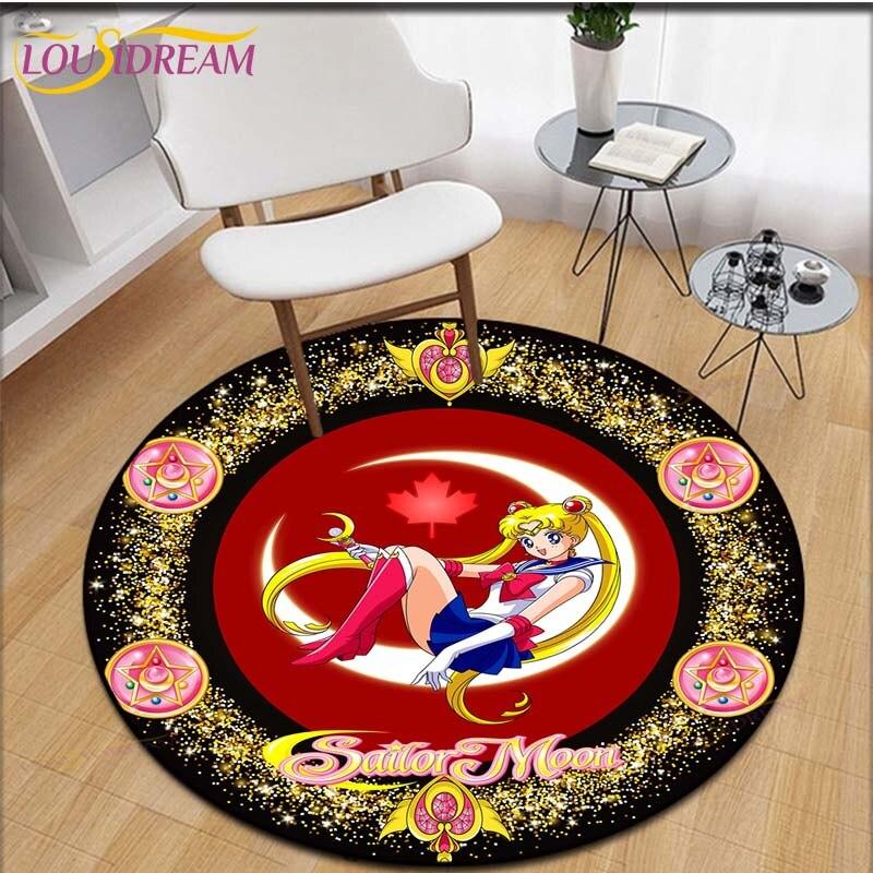 Covor cu imprimeu Anime Sailor Moon Covor de zonă Covor rotund pentru camera de zi Covoraș de flanel Covoraș anti-alunecare pentru copii