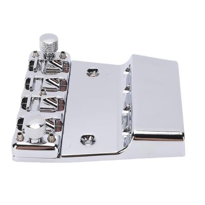 Luocute Bass Bridge for 18mm Zinc Alloy Saddle Assembly Rickenbacker, 4-String, Adjustable, Chromium-Plated