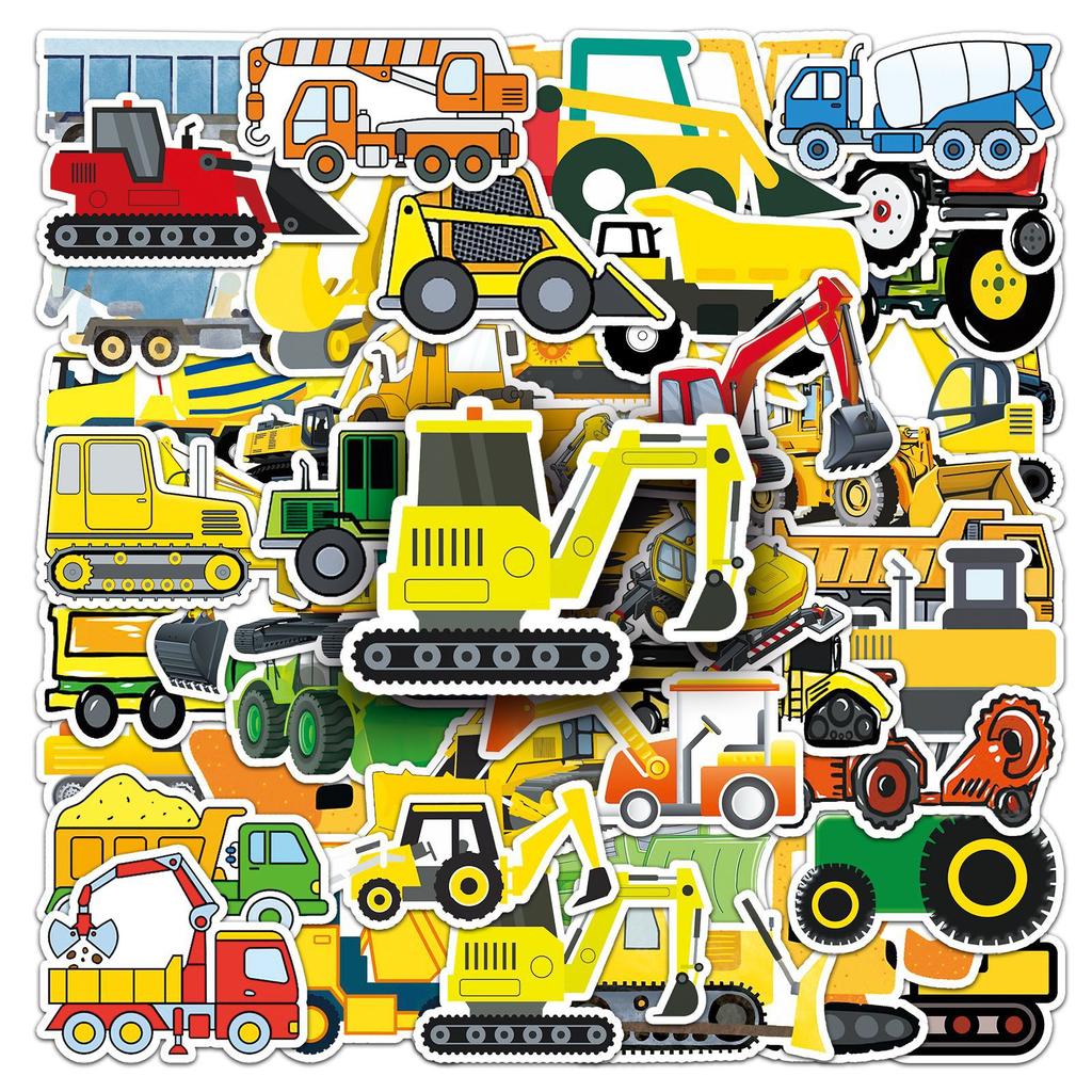 50 Engineering Vehicle Graffiti Cartoon Children's Handbook Skateboard Suitcase Waterproof Sticker