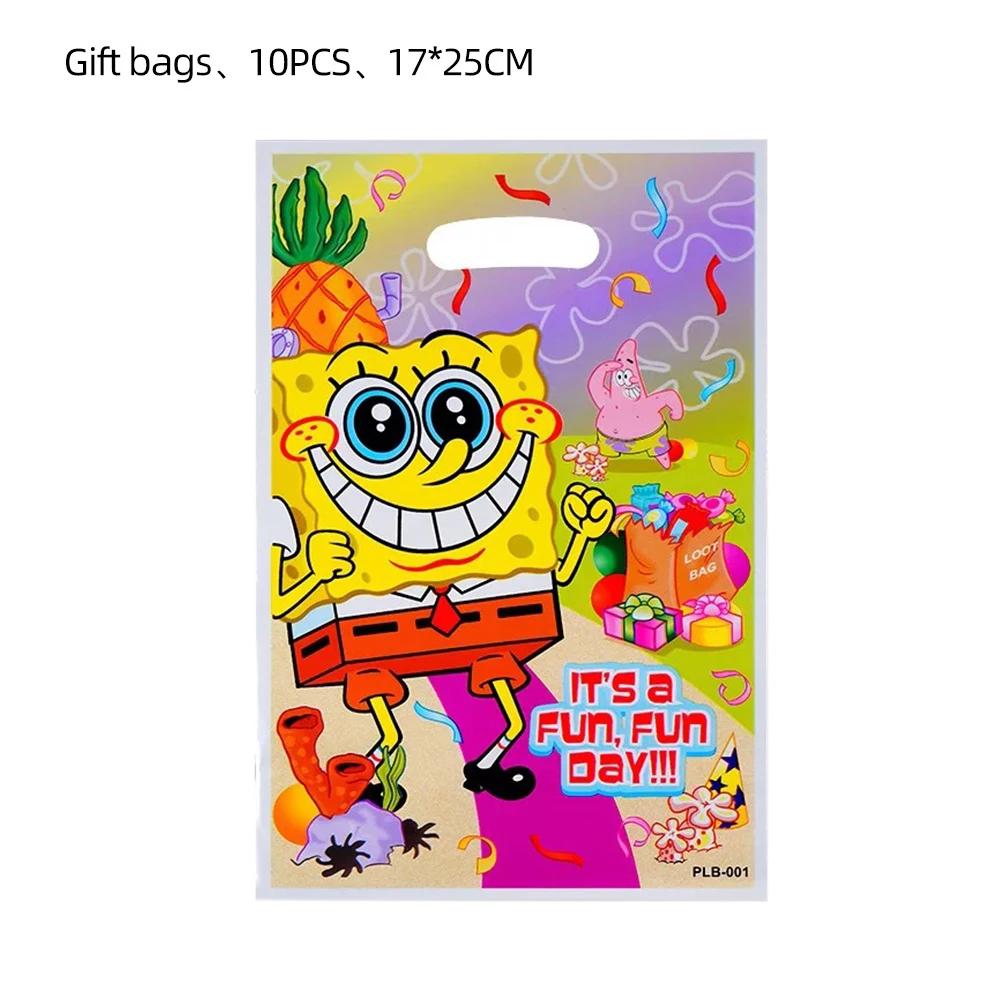 Sponge-Bob Birthday Party Decoration For Kids Toy Aluminum Foil Latex Balloon Cartoon Tableware Event Supplies Banner Backdrops