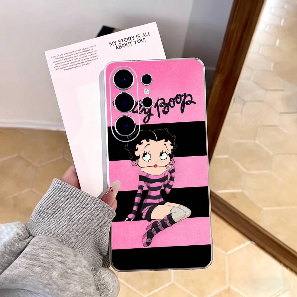 B-Betty Cute B-Boop Phone Case For Samsung S25,S24,S21,S22,S23,S30,Ultra,S20,Plus,Fe,Note,10,9,5G Transparent Cover