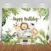 Tropical jungle and safari themed photography backdrop banner, cute cartoon pattern, for baby shower, birthday3718