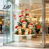 Cat Christmas Tree Decals Static Window Clings Orange Glass Stickers Santa Hat Kitten Holiday Decorations Xmas Decals Reusable Festive Decor