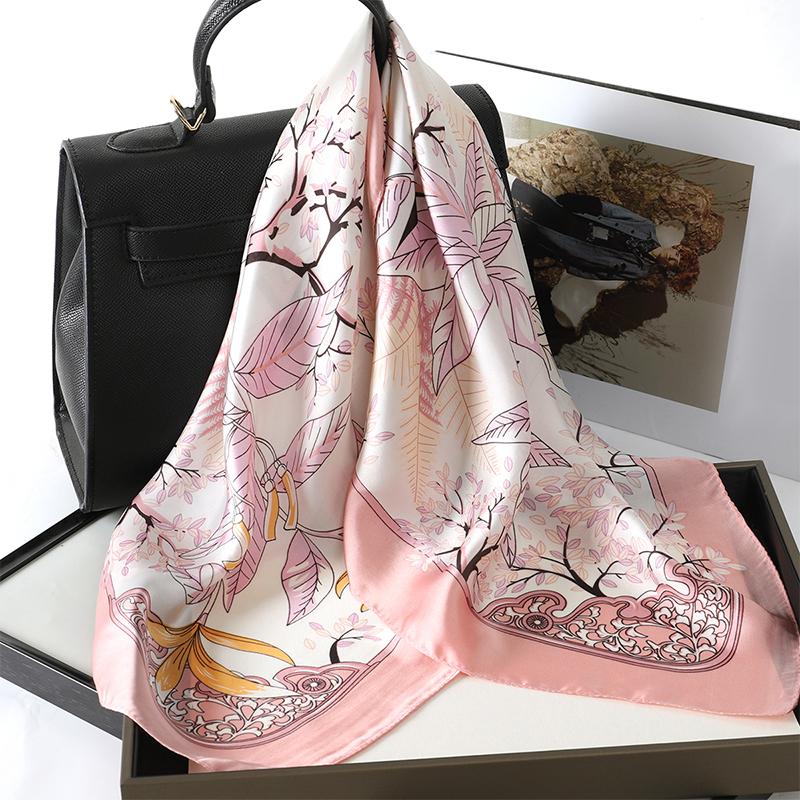 Women Silk Scarf Fashion Hair Scarf Silk Satin Neckerchief Scarf Women Luxury Hair Ties Hair Ornament Female Bandana Bag Scarves