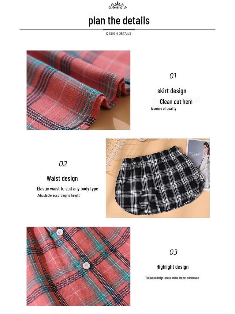 Plaid Layered Sweater Skirt for Women - Autumn/Winter Bottoming with Faux Hem To Cover Hips.