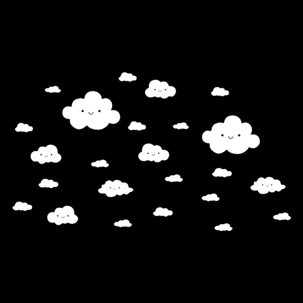 24PCS Smiling Face White Clouds Vinyl Decal Art Wall Sticker DIY Home Room Decor