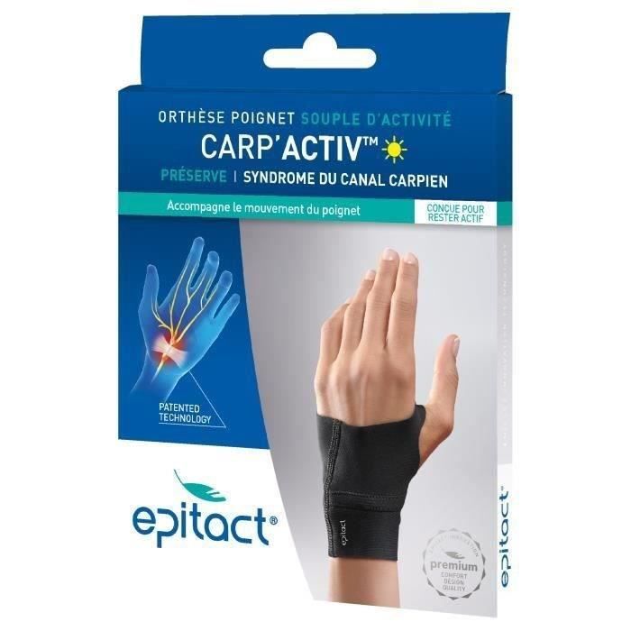 Epitact Carp'Activ Orthèse Poignet Souple d'Activité Préserve Syndrome du Canal Carpien Droite Taille L 1 unité