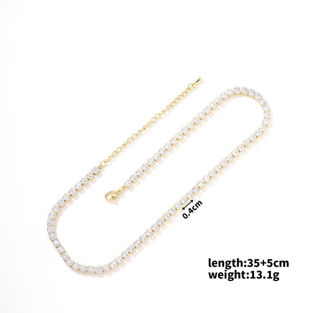 Bunte Zirkon Hip Hop Halskette: Einreihige Kristallkette Modeschmuck für Damen