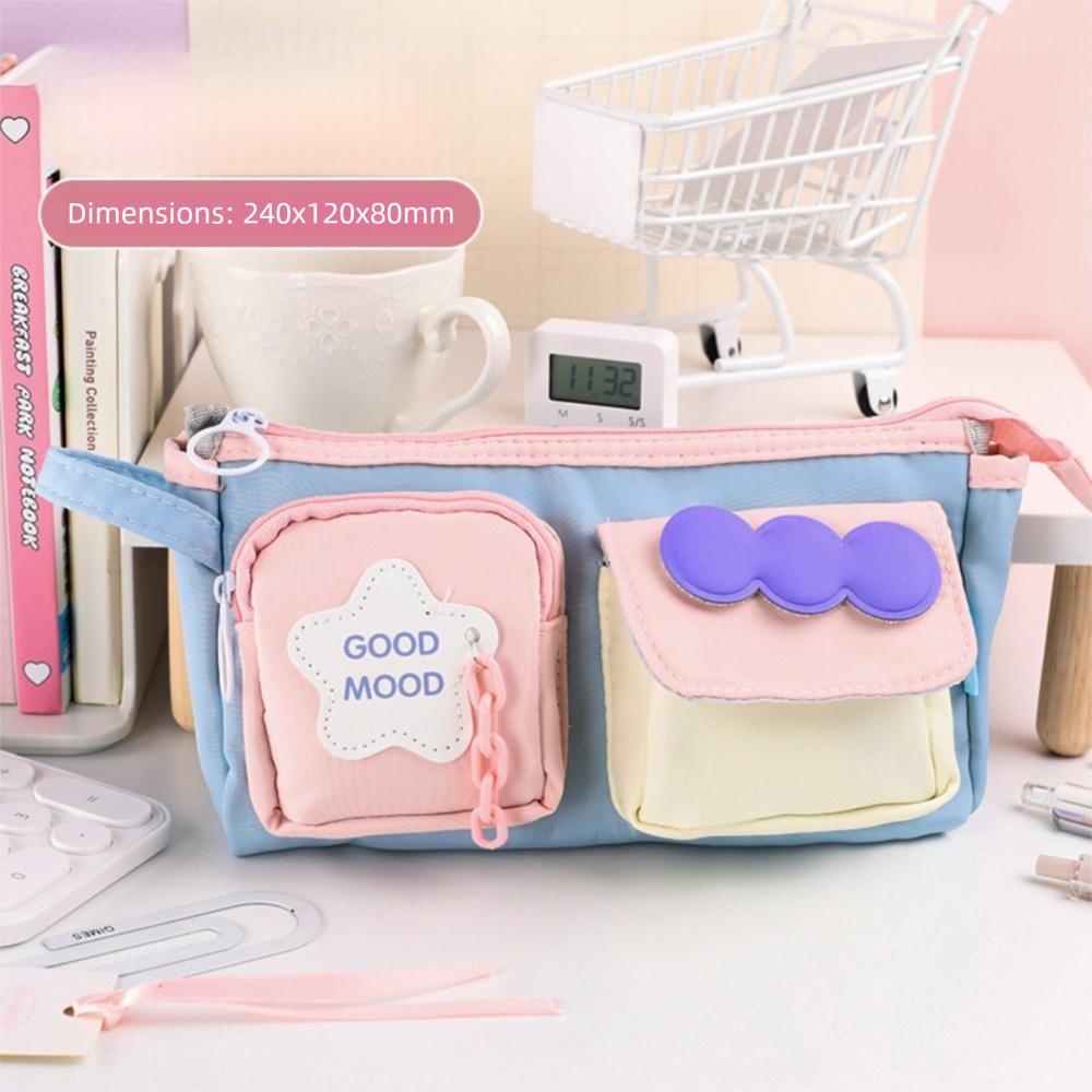 

Large Capacity Pen Bag Double Pocket Dopamine Pencil Bag New Stationery Storage Bag School A
