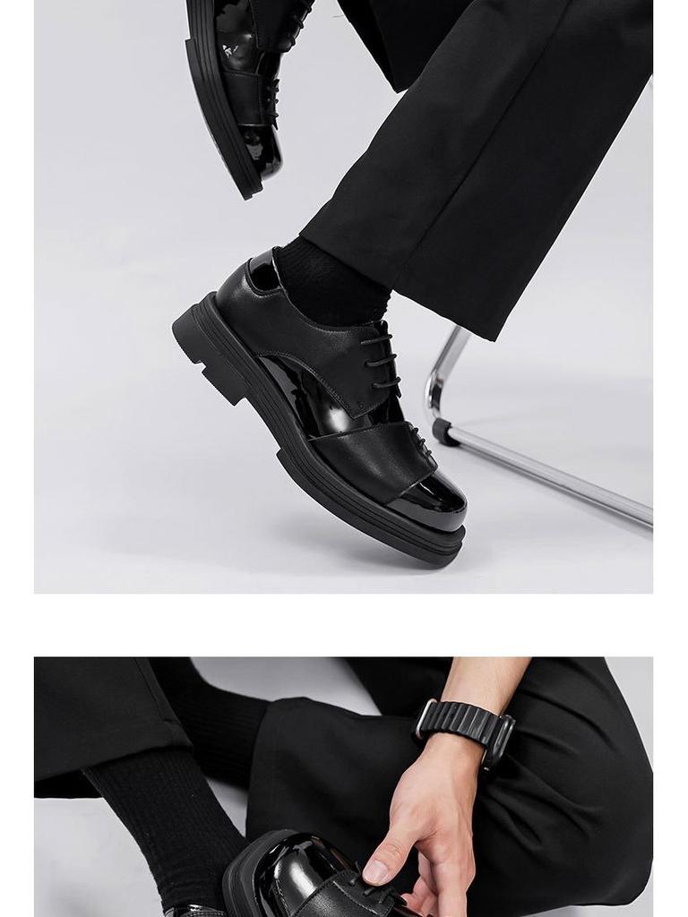 Men's 2025 Square Toe Height Increasing Leather Derby Shoes - Casual, Formal, & Wedding Wear