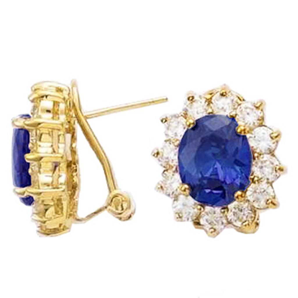 Les Trésors De Lily [R3765] - Boucles Plaqué Or 'Victorina' saphir blanc doré - 16x14 mm