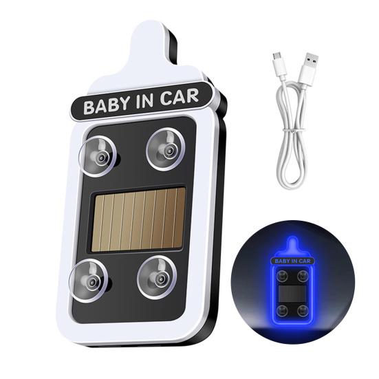 

Solar Bottle Shape Car Light Baby in Car Safety Sign Wireless Neon Atmosphere Lamp for Triangle Window Suction Cup Mount LED Decorative Light Unique синий