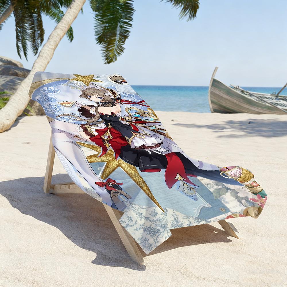 Game G-Genshin I-Impacts S-Sandrones Towel Sports Quick Dry Travel Camping Sandproof Soft Light Large Beach Towel