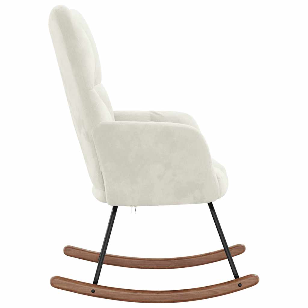 Vidaxl Rocking Armchair, Cream, Upholstered with Velvet