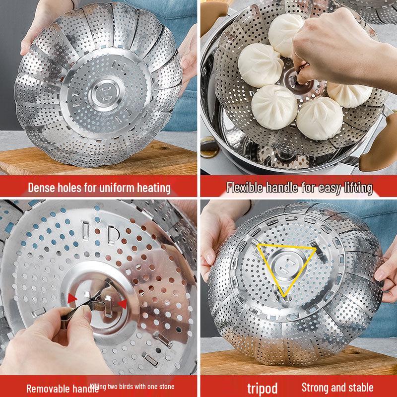 Stainless Steel Expandable Steamer Basket for Buns and Xiaolongbao