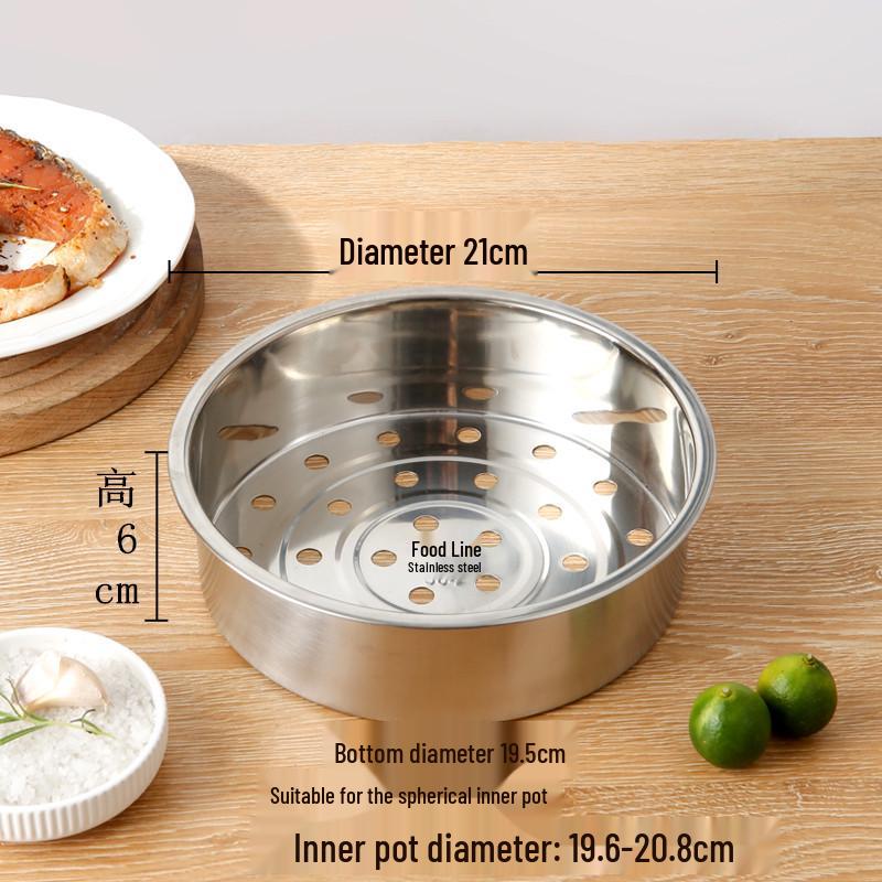 Universal 304 Stainless Steel Steamer Basket with Small and Large Holes, Non-Magnetic, Thickened for Household Rice Cookers.