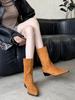 Autumn and winter new pointed thick heel high heel temperament thin French fashion sexy beautiful short boots