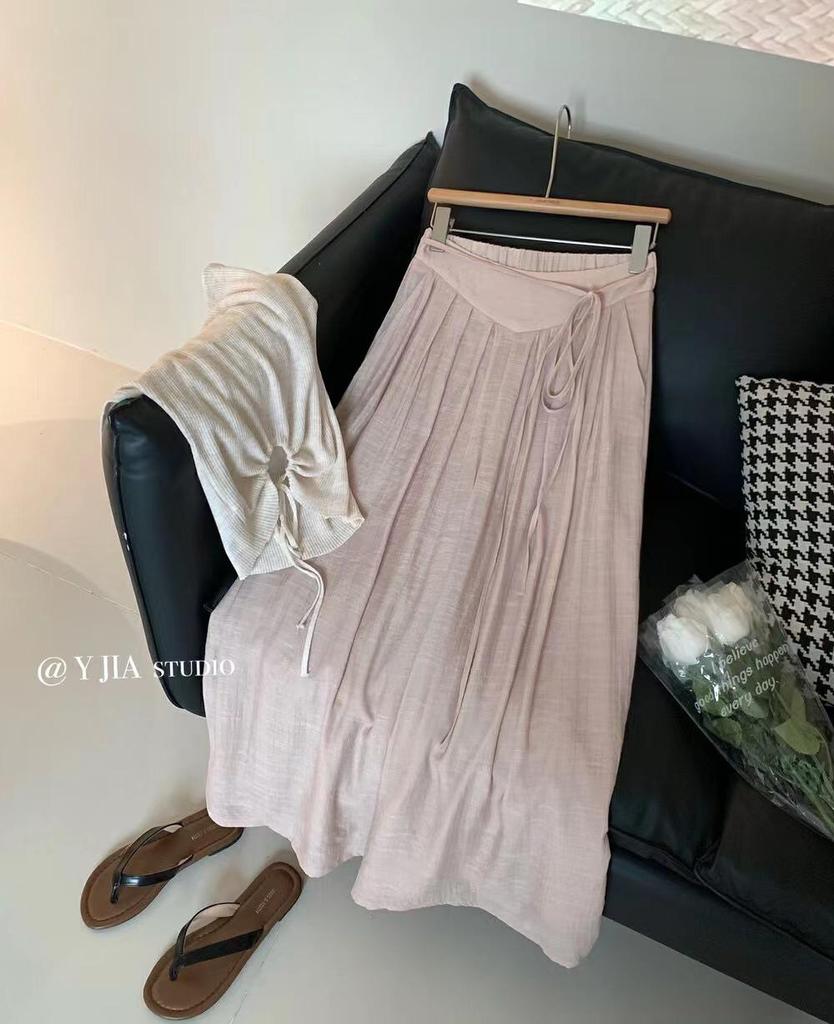 2023 Frühling/Sommer Vielseitige Baumwollleinen Bindehose Retro Culottes