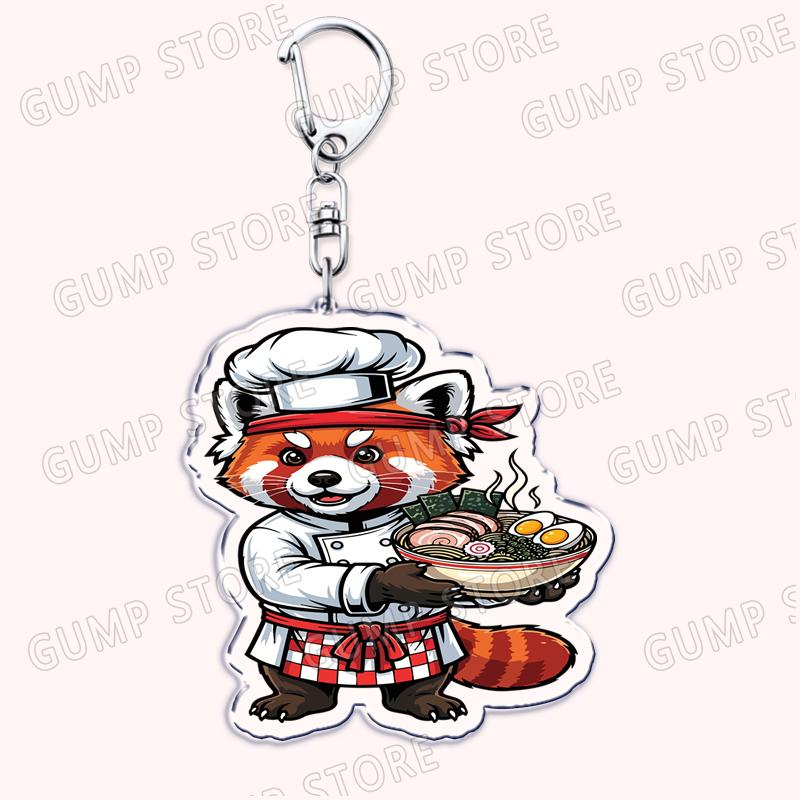 Hot Red Panda Eating Ramen Keychains for Accessories Cant Hear You Im Gaming Keyrings Jewelry Fans Friends Gifts