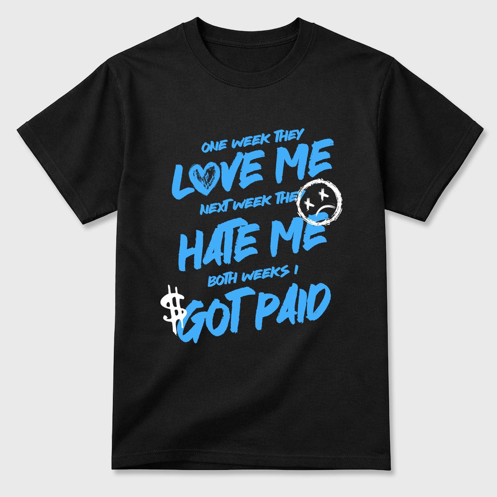 I Got Paid graphic tee. Streetwear Brand Graphic T-Shirt. AJ14 University Blue S