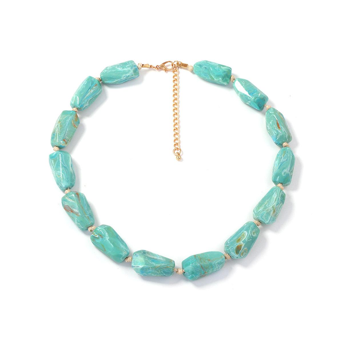 

European American Light Luxury Simple Colorful Beaded Necklace High Grade Multi Layer Stackable Retro Literary Jewelry For Women синій