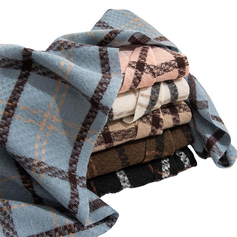 New sweet warm imitation cashmere scarf plaid student couple winter thickened warm scarf